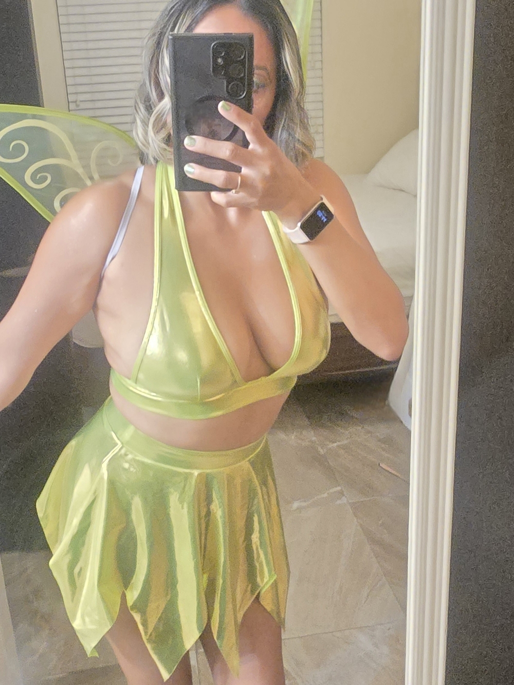 Iridescent TINKER BELL Costume Two-Piece Set w/fairy wings